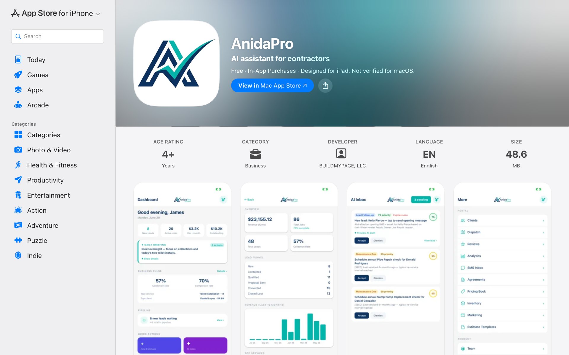 AnidaPro app listing on the App Store