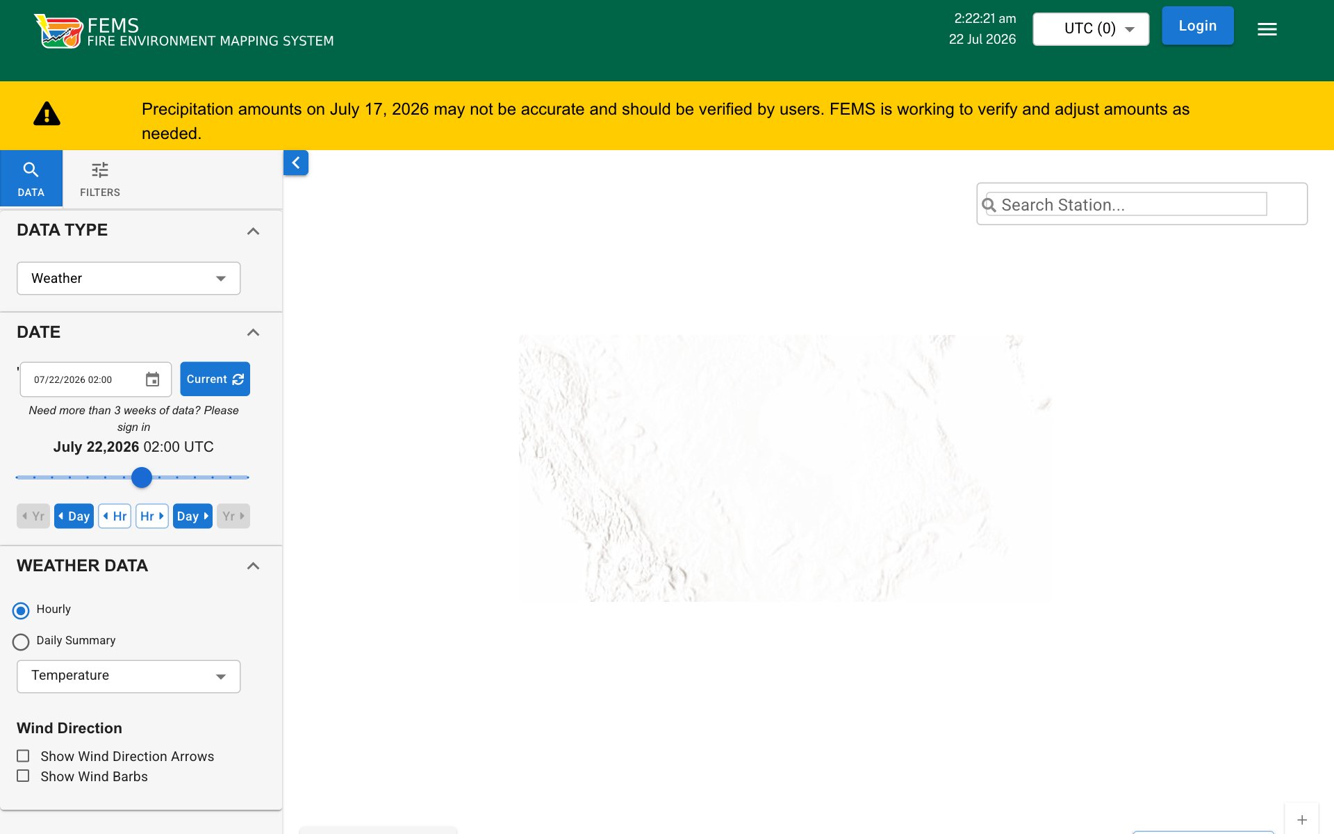 USDA FEMS dashboard interface